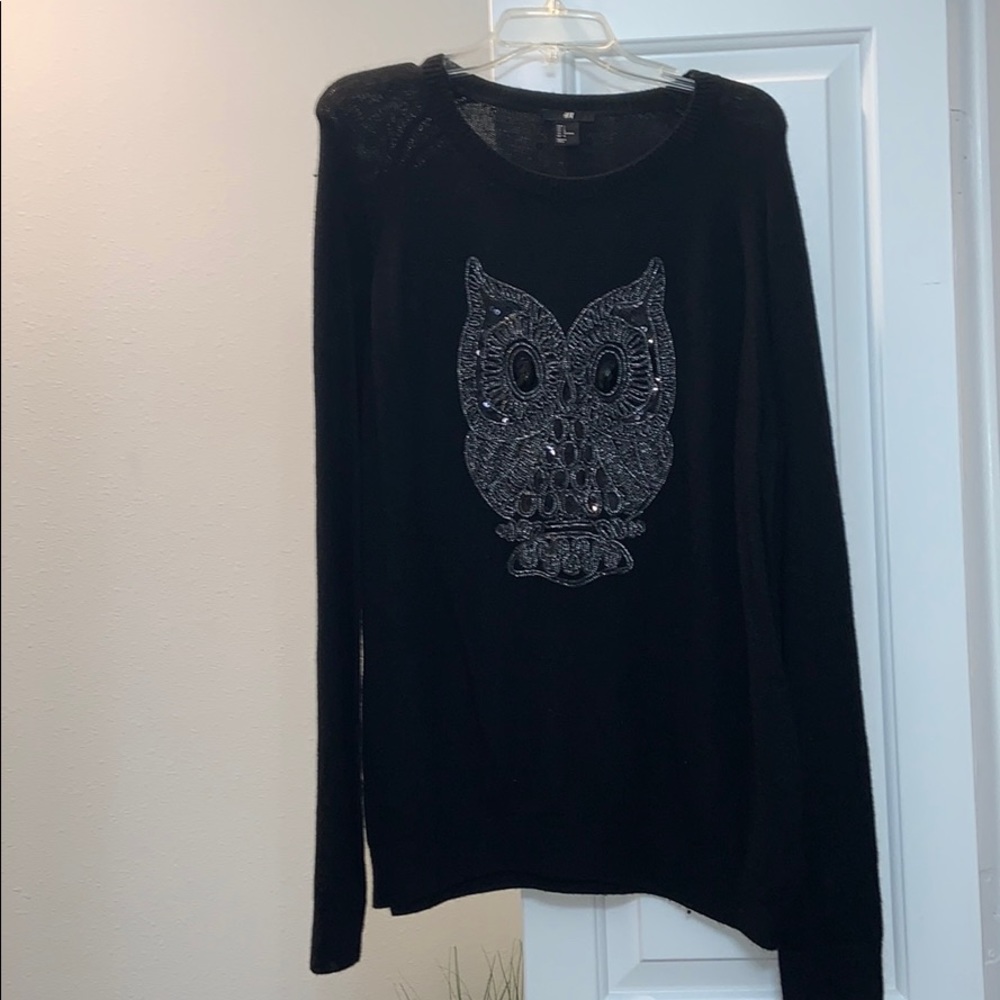 Beaded owl sweater